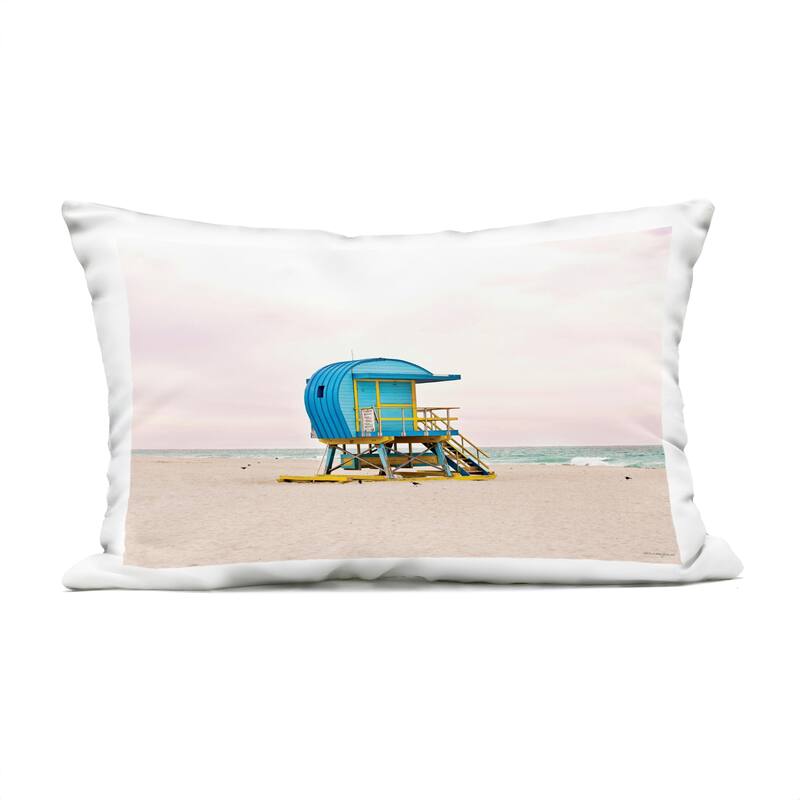 Stupell Summer Lifeguard Cabin Printed Outdoor Throw Pillow Design by Seven Trees Design - Accent - Polyester - Blue - Single