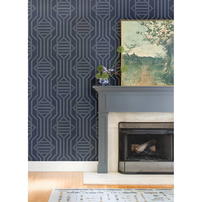 A-Street Prints Essex Navy Geometric Wallpaper