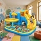 preview thumbnail 4 of 8, Oxford Cloth Inflatable Castle Bounce House In Blue And Yellow With Curved Slide, Whack-A-Mole & Water Play Function - N/A