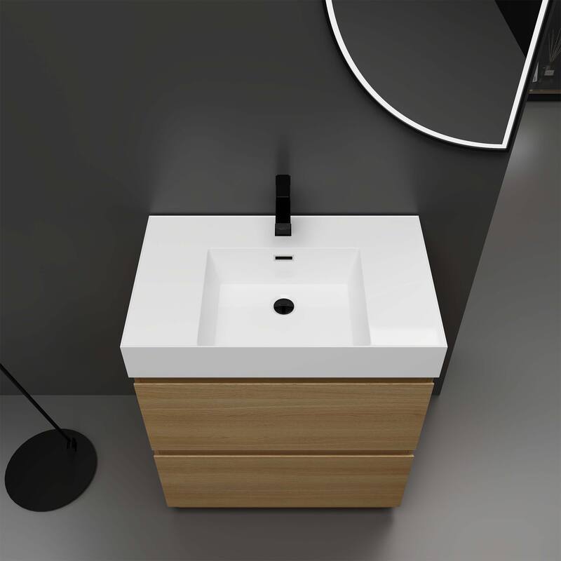 30" Bathroom Vanities with Single Sink Combo,Engineering wood - Oak