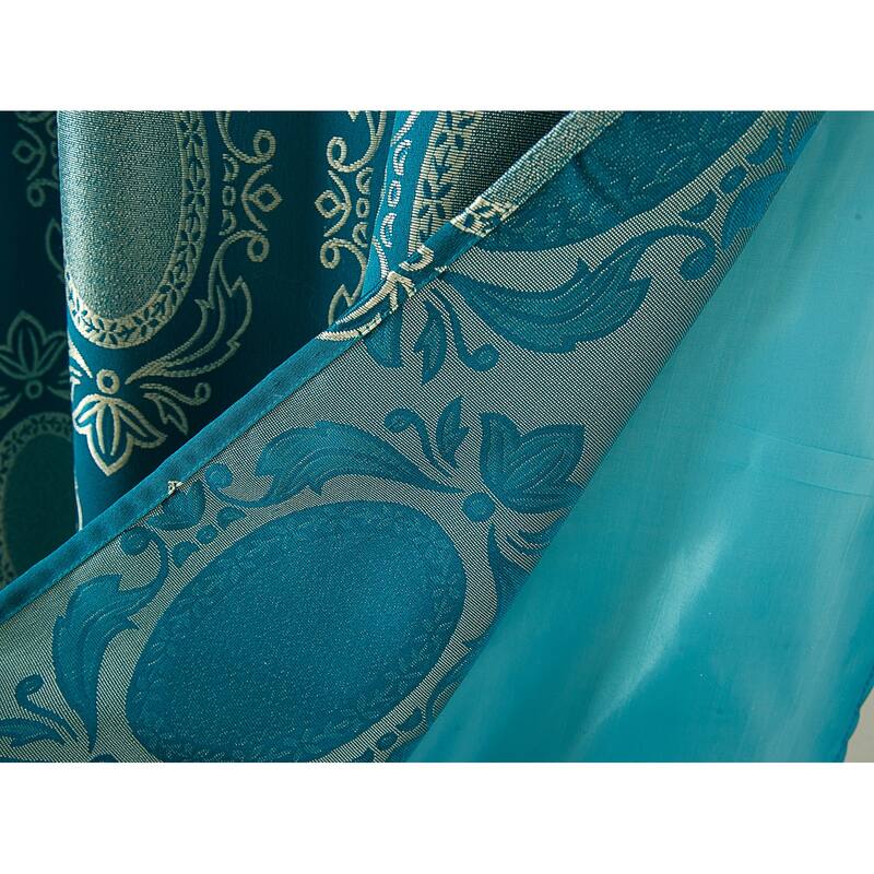 Gracewood Hollow Mabanckou Textured Jacquard Single Rod Pocket Curtain Panel w/ Attached Valance (54 x 84) - 54 x 84 in.