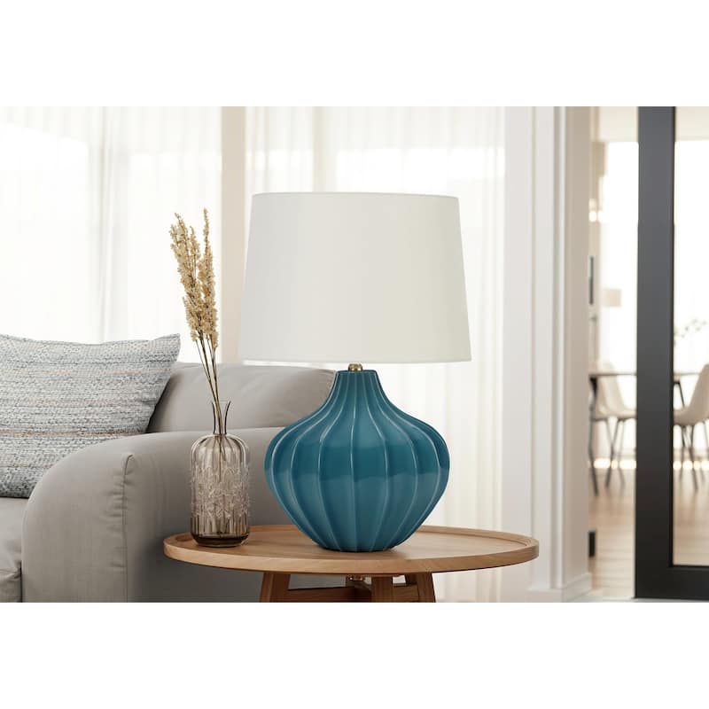 Lighting, 24"h, Table Lamp, Blue Ceramic, Ivory / Cream Shade, Transitional - Blue