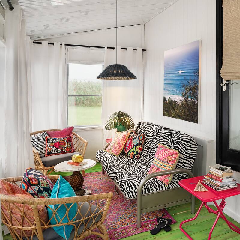 1-Light Black Rattan LED Chandelier Handwoven Straw Hat Pendant Light - 13.4"W x 5.2"H