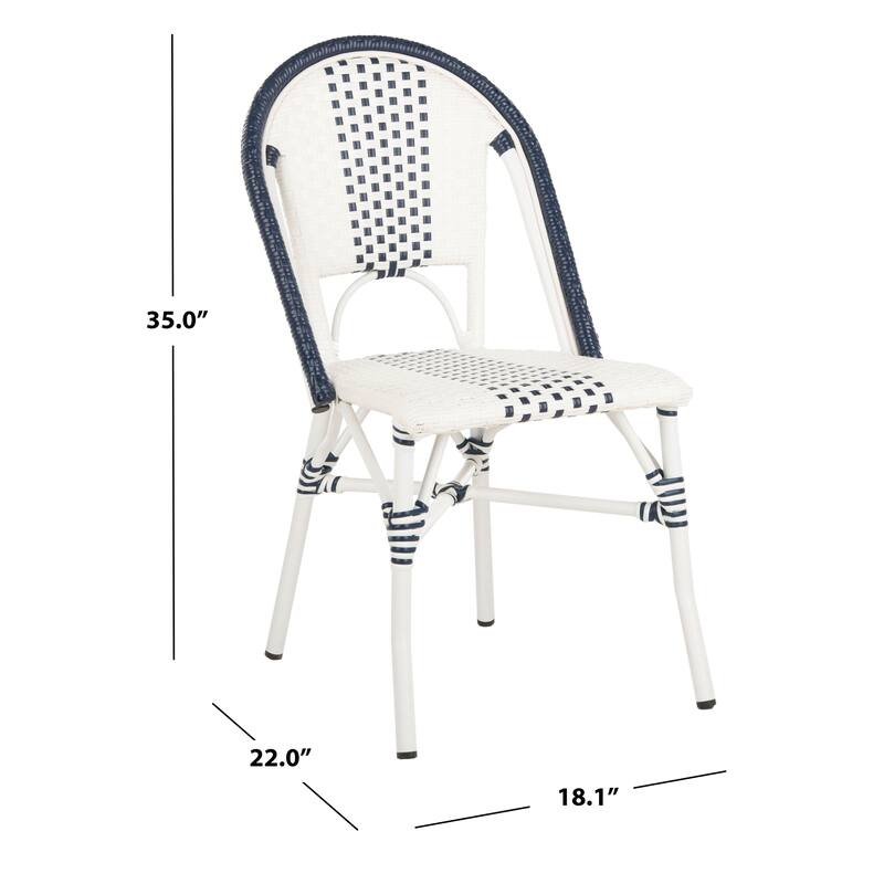SAFAVIEH Outdoor Kiarra Chair - Navy / White (Set of 2) - 18Wx22Dx35H