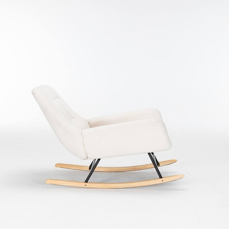 Plush Teddy Glider Recliner, High Back Rocking Chair with Swivel