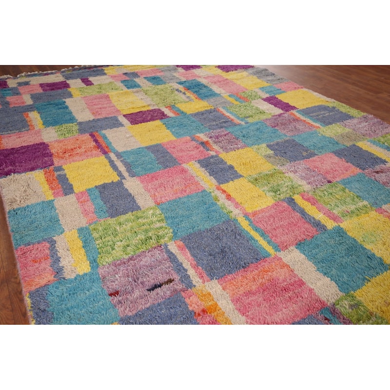 Colorful Plush Moroccan Oriental Area Rug Handmade Wool Carpet - 6'11" x 10'4"