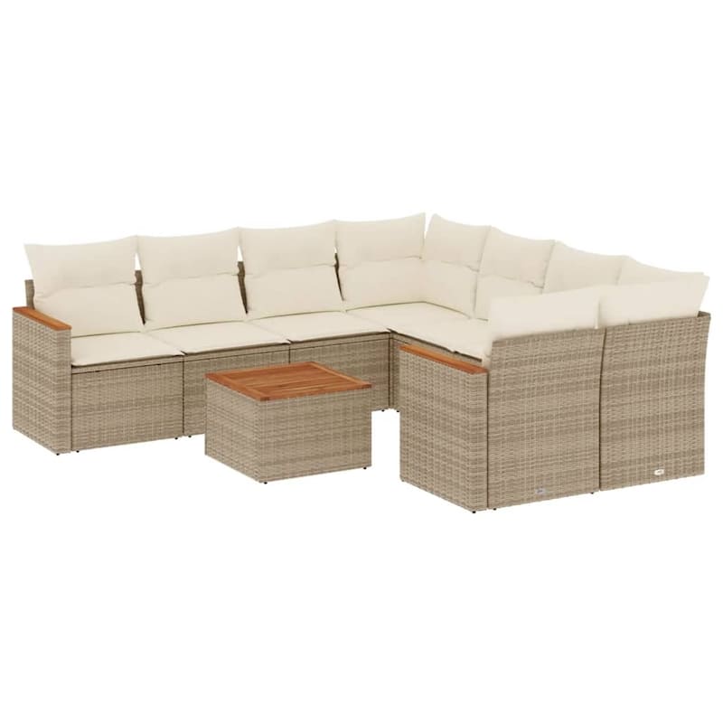 vidaXL Patio Sofa Set with Cushions Outdoor Furniture 9 Piece Poly Rattan