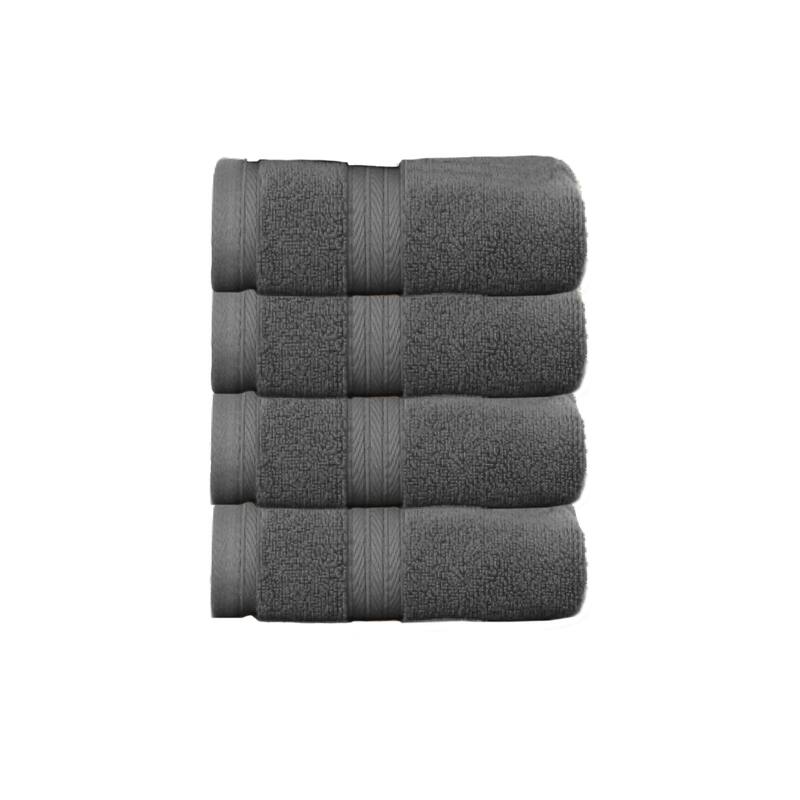Home Weavers Elegance Essentials 550GSM Cotton Zero Twist Super Absorbent Hand Towel Set of 4 - 16"x24" - Dark Grey