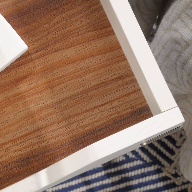 Wood Desk with Tray Top, White