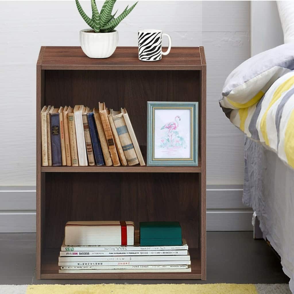 2-Layer Multifunctional Furniture Display Cabinet with Large Capacity Storage Space - Walnut - 17" x 11.5" x 21.5" (L x W x H)