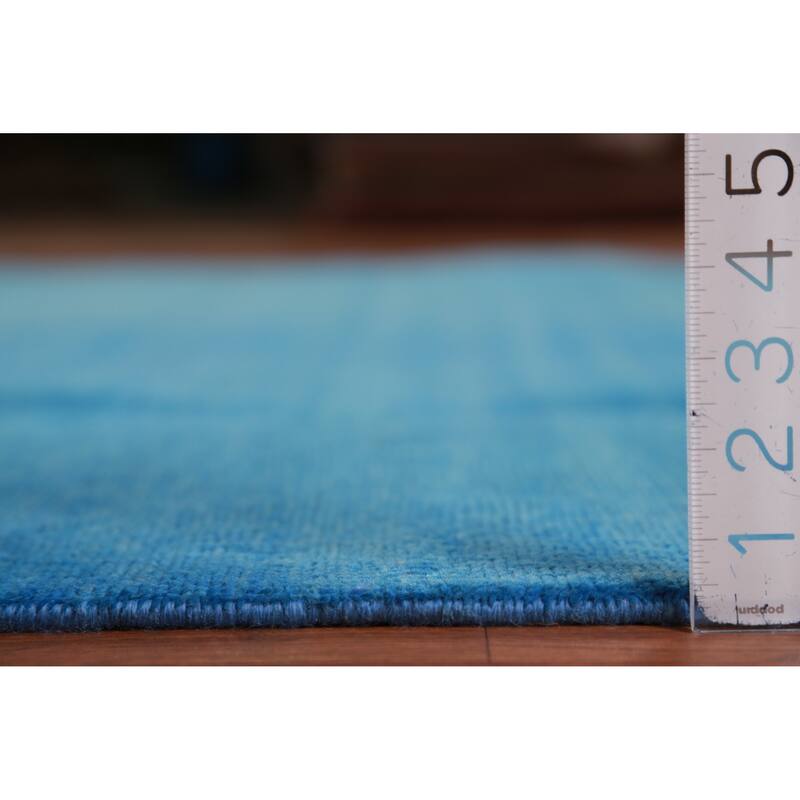 Hand Knotted Oriental 100% Wool Carpet Modern Solid Navy Blue & Blues Gabbeh Area Rug - 10' 4'' X 7' 1''