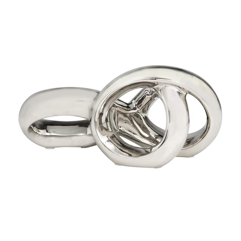 Silver Ceramic Infinity Loop Abstract Decorative Sculpture