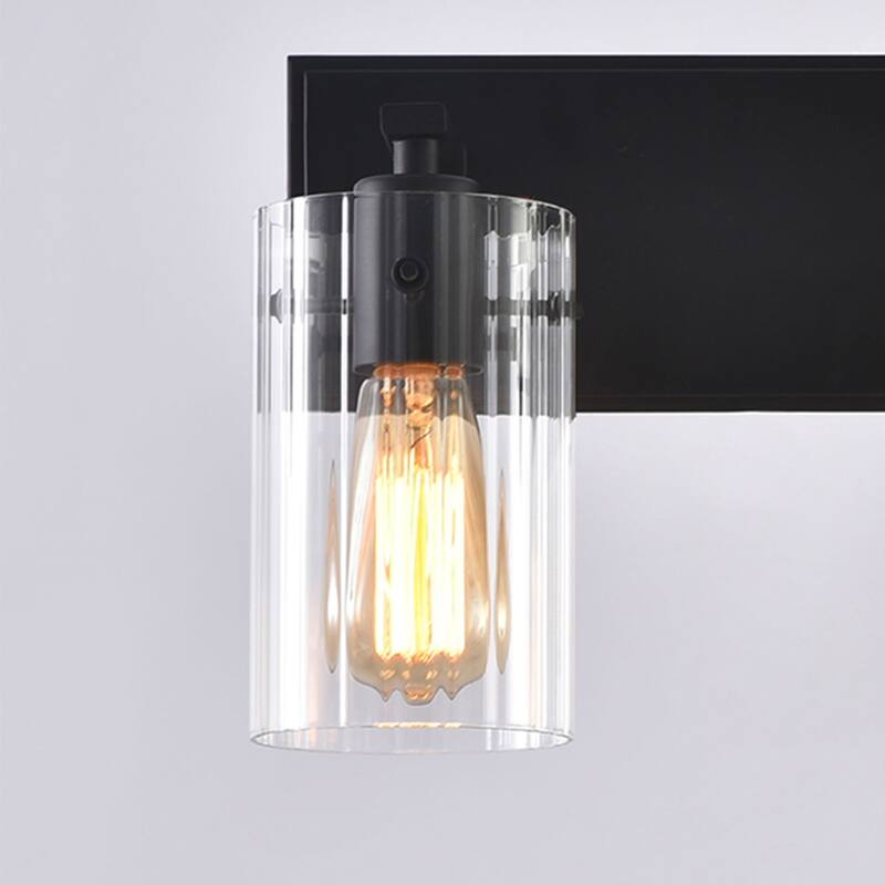 Modern Black 3-Light Glass Dimmable Bathroom Vanity Light Fixture - 20.87" W x 9" H* 5.87'' D