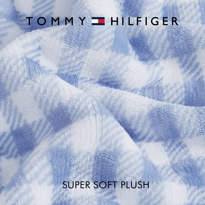 Tommy Hilfiger Printed Plush Reversible Throw Blanket