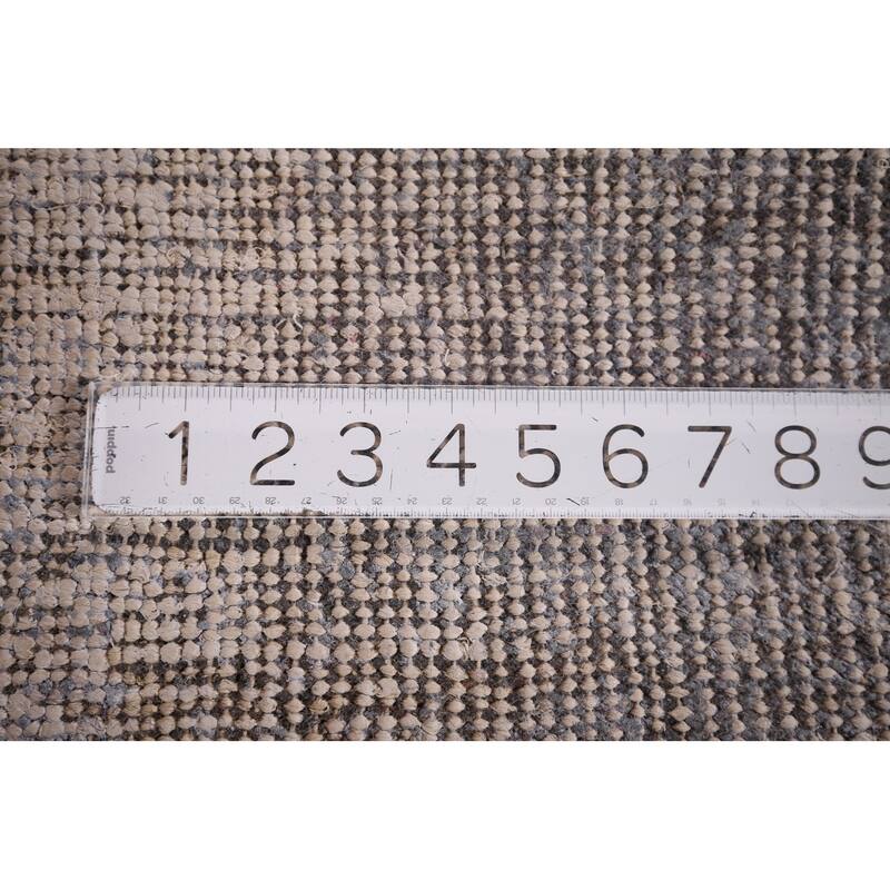 Handmade Abstract Indian Area Rug Oriental Beige Wool & Silk Carpet - 5'5"x 8'5"