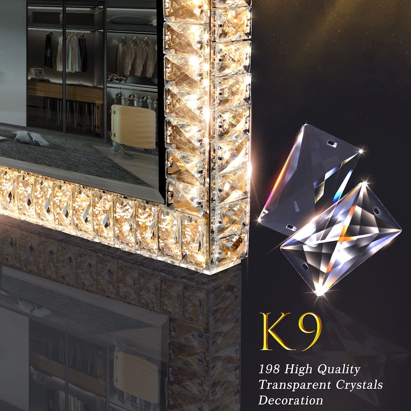 LED Crystal Mirror Light With Dimmable Lights for Living Room Kitchen Bedroom Dining Room