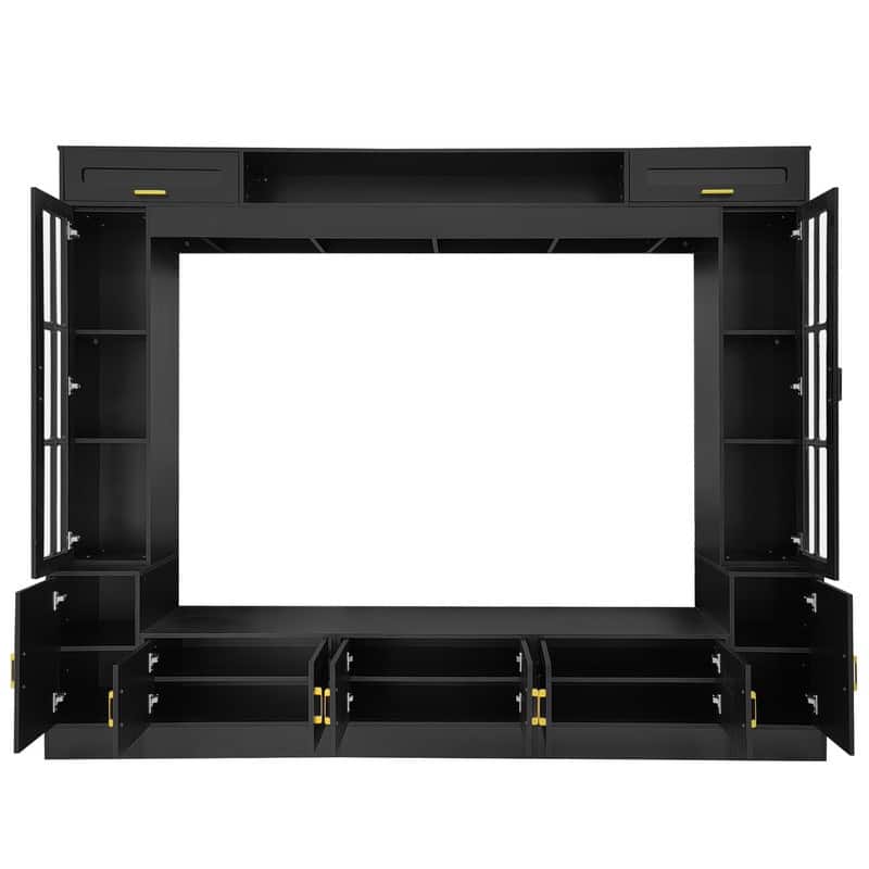 98.4" Wall Unit Entertainment Center with Bookshelves for TVs up to 80", Modern TV Stand Media Console with Cabinets