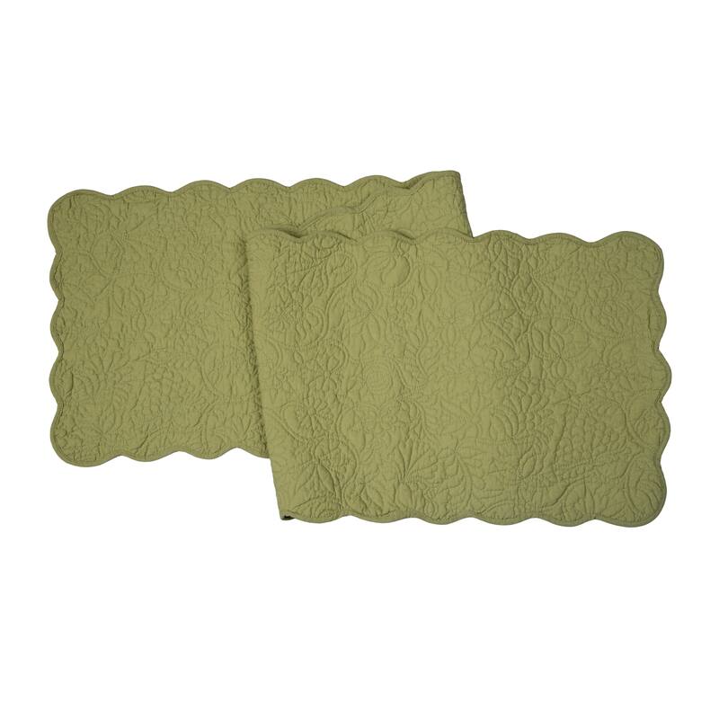 51" x 14" Christiana Sweet Pea Floral Reversible Machine Washable Quilt Table Runner - Green