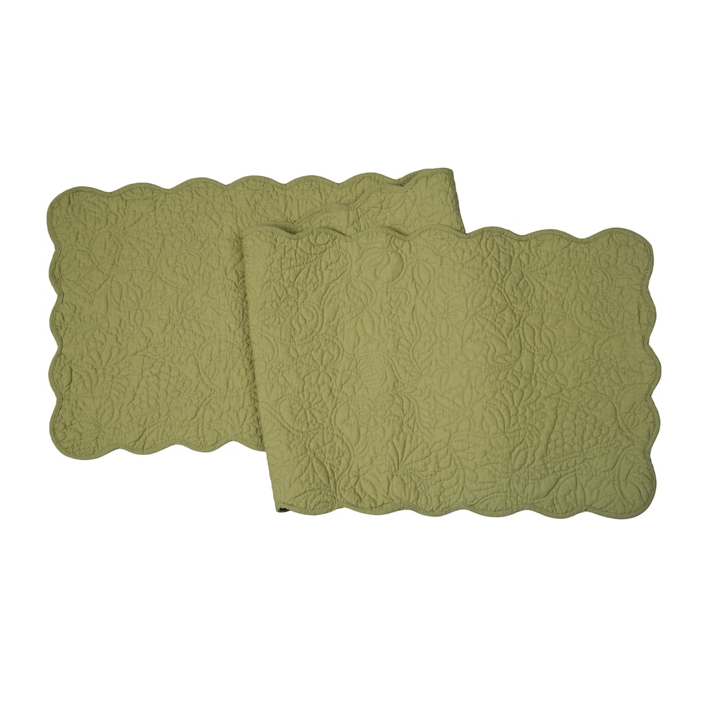 51" x 14" Christiana Sweet Pea Floral Reversible Machine Washable Quilt Table Runner - Green