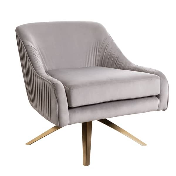 slide 3 of 7, Abbyson Giana Glam Velvet Swivel Chair Grey