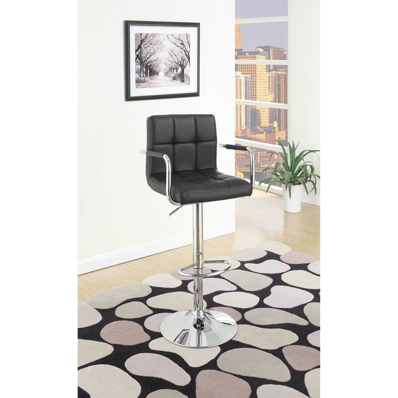 Faux Leather Bar Stool Set of 2, Adjustable Counter Height Chairs with Armrests, Kitchen Island Stools with Back
