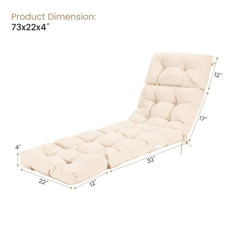 Gymax 4PCS Lounge Chair Cushion 73 x 22 Inch High Back Recliner