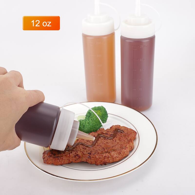 4pcs 12 Oz Plastic Condiment Squeeze Bottles Dispenser with Cap