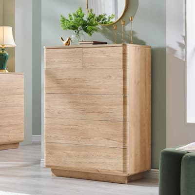 Modern 6 Drawer Dresser for Bedroom, Handle-less Wooden Dressers