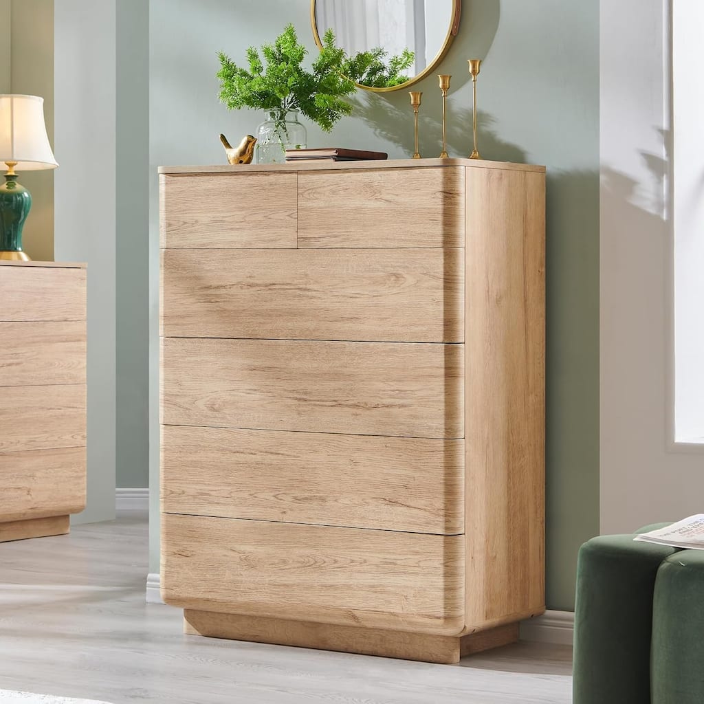 Modern 6 Drawer Dresser for Bedroom, Handle-less Wooden Dressers