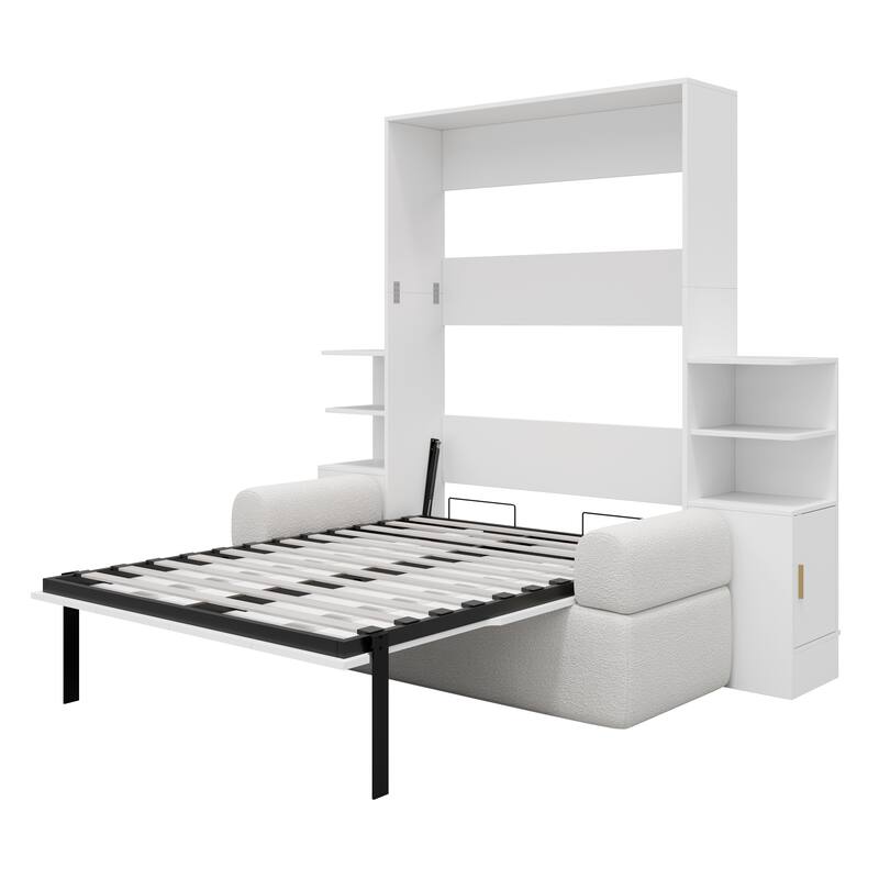 Queen Murphy Wall Bed with Sofa and Storage Towers by Harper&Bright Designs