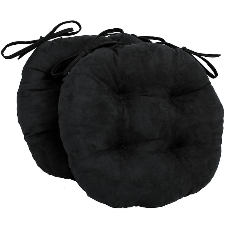 16-inch Round Indoor Microsuede Chair Cushions (Set of 2, 4, or 6) - Set of 2 - Black