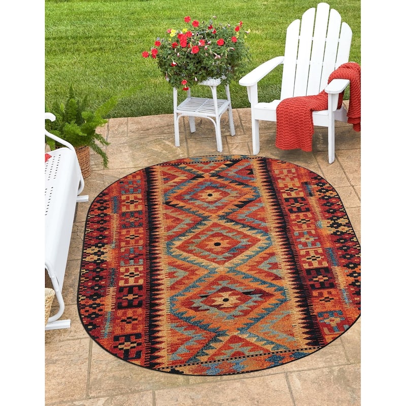 Outdoor Bounder Collection Area Rug - Multi - 2'2"x3'1" Oval