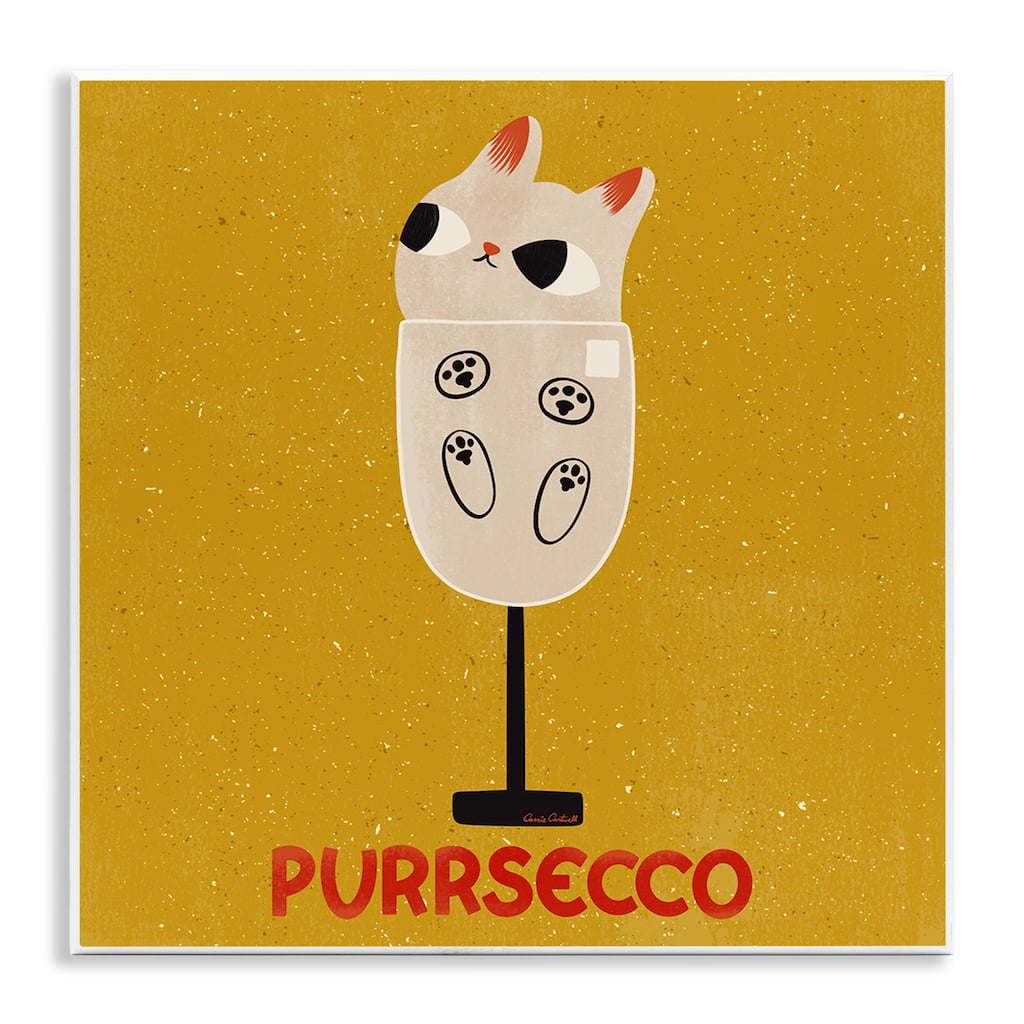 Stupell Purrsecco Cat Wine Wall Plaque Art Design By Carrie Cantwell