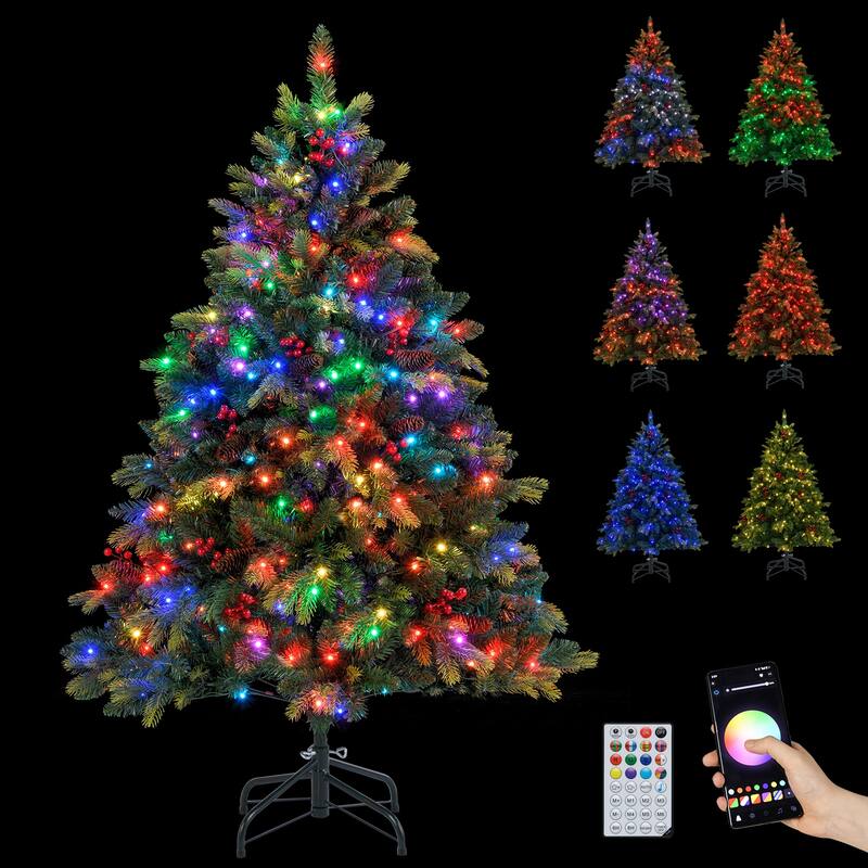 Gymax Smart Pre-Lit Artificial Christmas Tree w/ Remote Control