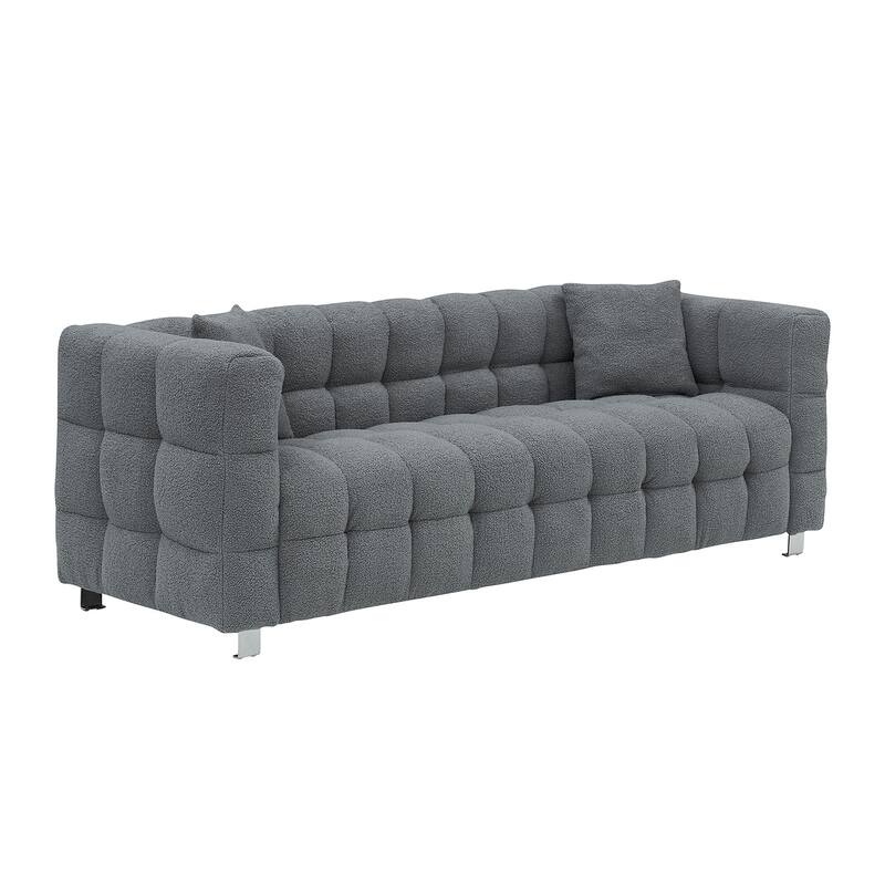 Teddy Plush Sofa 80 Inch Living Room Bedroom Discharge With Two Pillows Hardware Feet