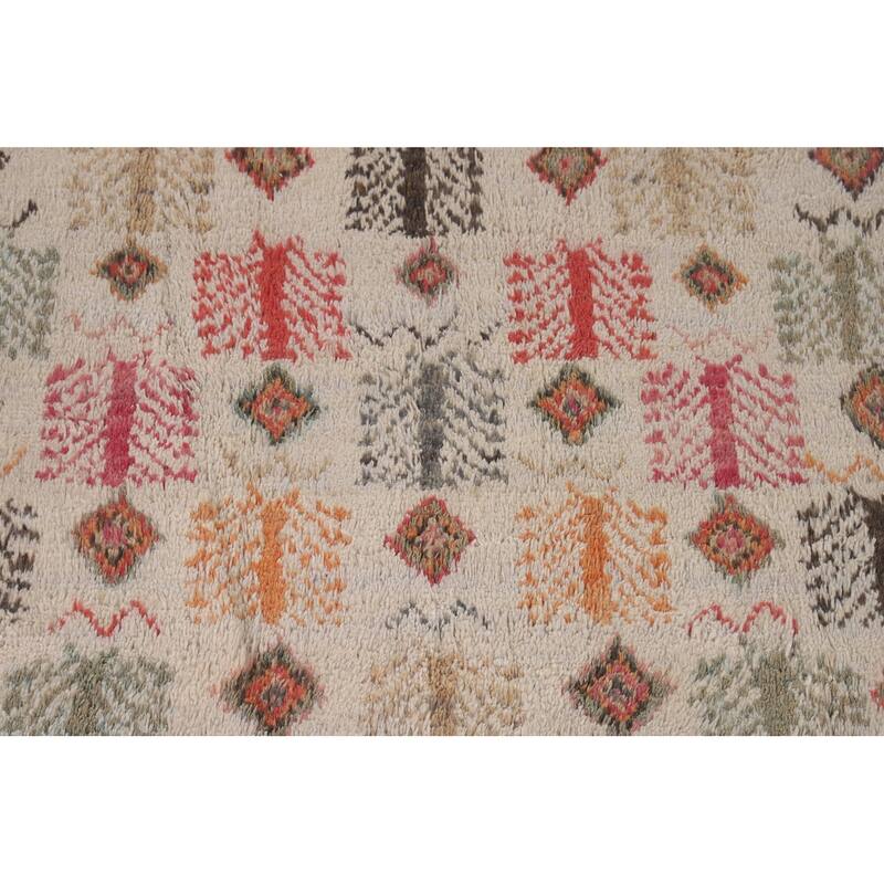 Tribal Moroccan Oriental Area Rug Hand-Knotted Wool Carpet - 5'0" x 8'7"