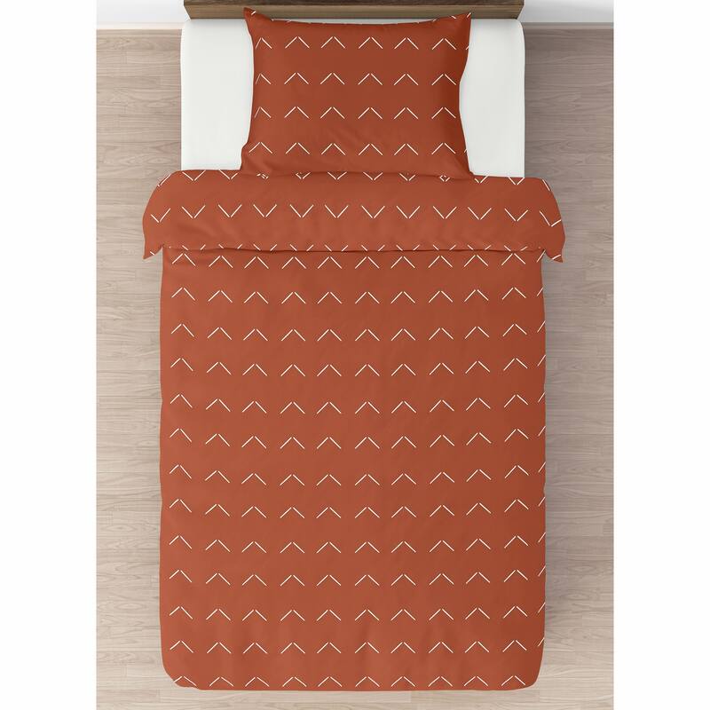 Boho Arrow Boy Girl 2pc Twin Comforter Set - Ivory Burnt Orange Modern Farmhouse Southwest Shabby Chic for Bohemian Diamond