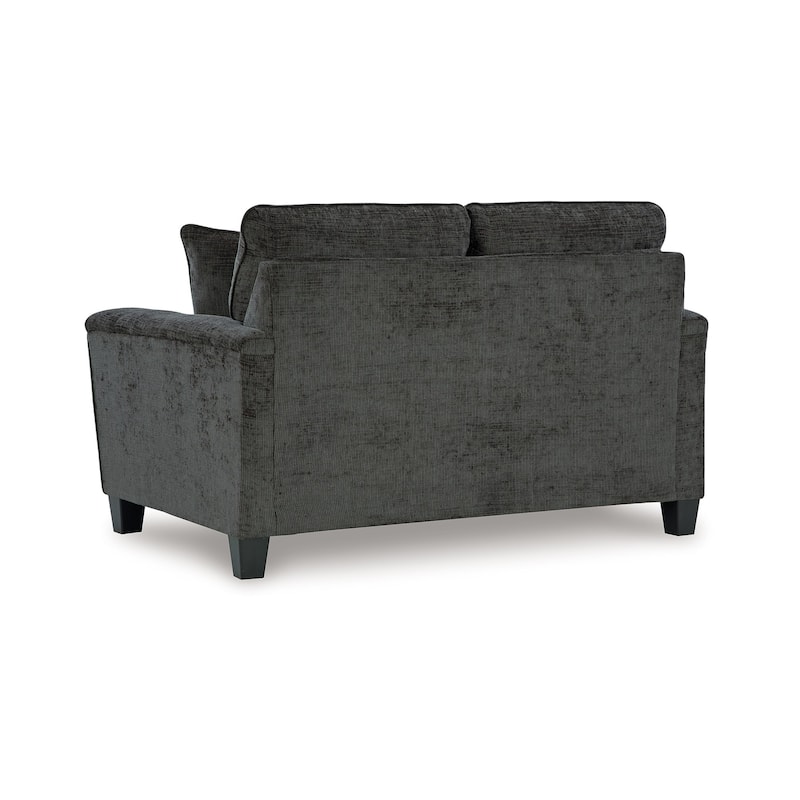 Erin Loveseat, 2 Accent Throw Pillows, 61 Inch Dark Gray Polyester
