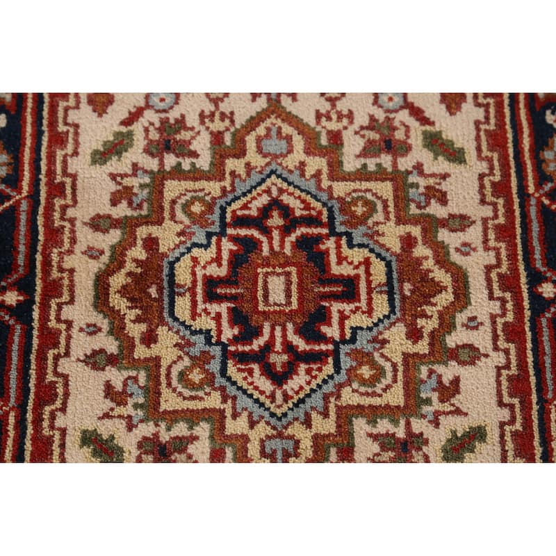 Ivory Heriz Serapi Indian Runner Rug Handmade Wool Carpet - 2'6" x 8'0"