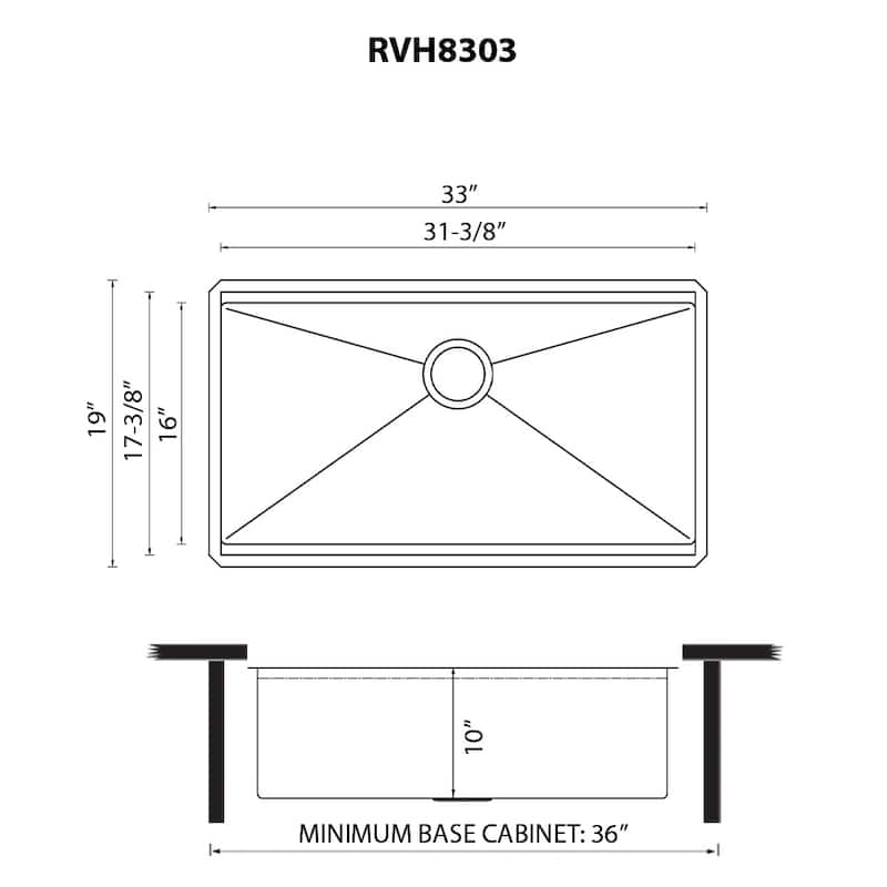 Ruvati 33-inch Workstation Ledge Undermount 16 Gauge Kitchen Sink Single Bowl - RVH8303