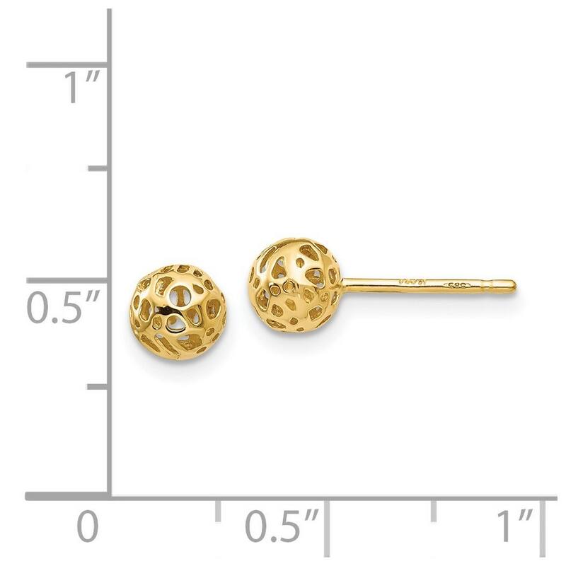 Curata 14k Yellow Gold Polished 5.5mm Medium Cut-out Ball Post Earrings