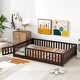 preview thumbnail 12 of 43, White Full Size Wooden Floor Bed with Fence & Door, Rubber, Safety Guardrails