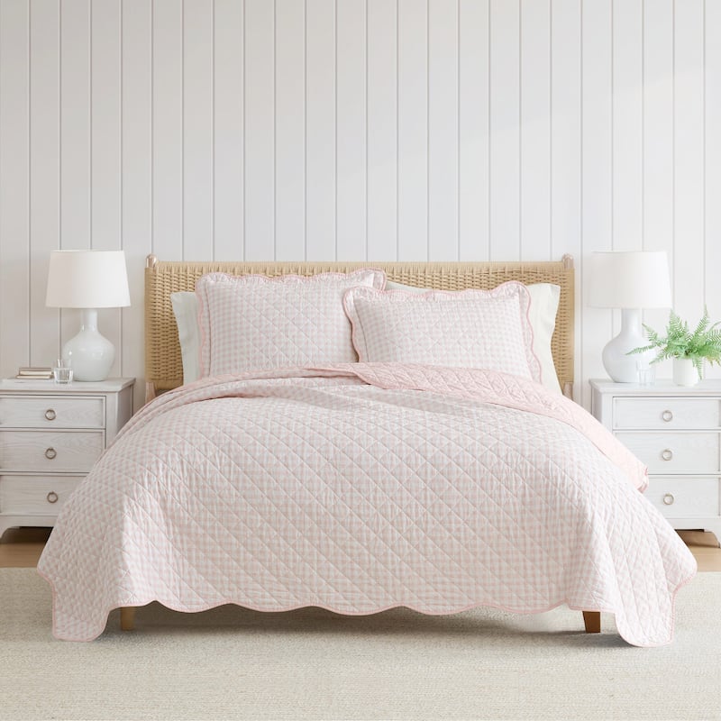 Martha Stewart Olivia Gingham Cotton Reversible Quilt Set