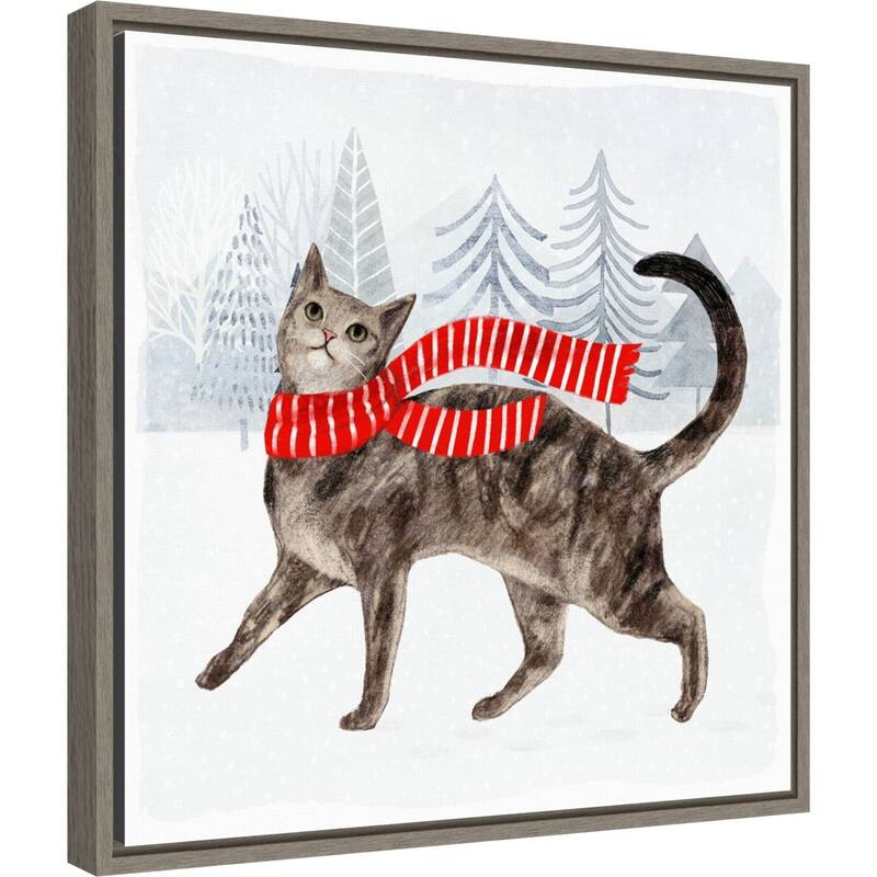 Christmas Cats and Dogs I by Victoria Borges Framed Canvas Art