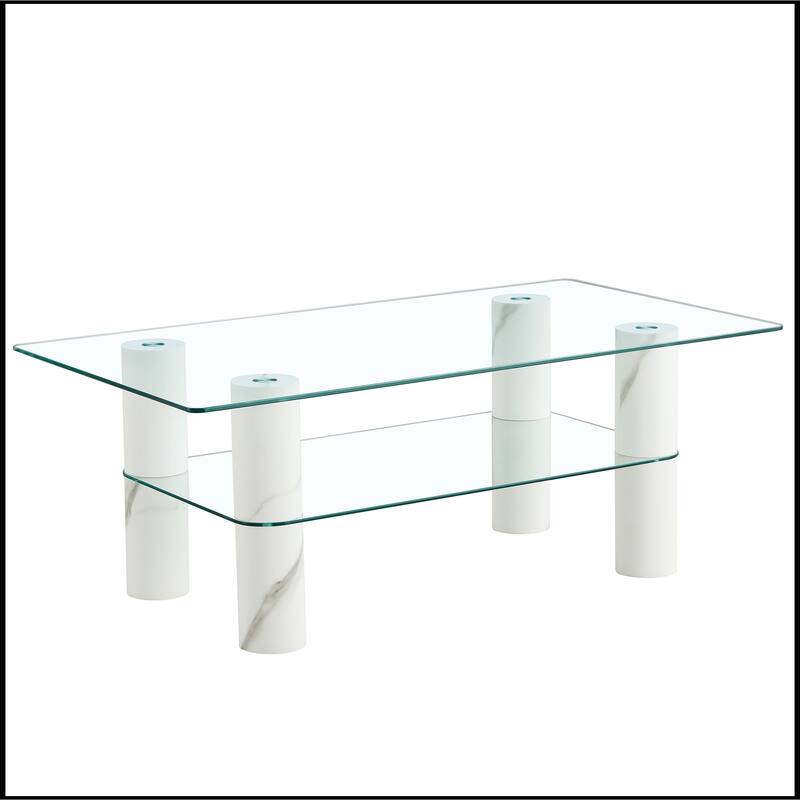Double-layer Transparent Tempered Glass Coffee Table