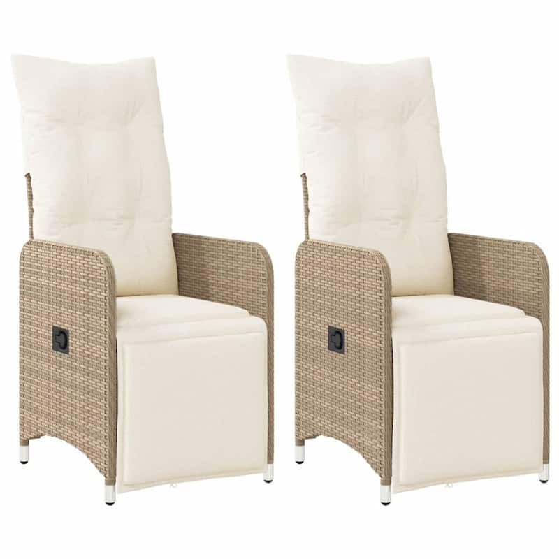 vidaXL Reclining Patio Chair with Cushions Outdoor Seat Furniture Poly Rattan