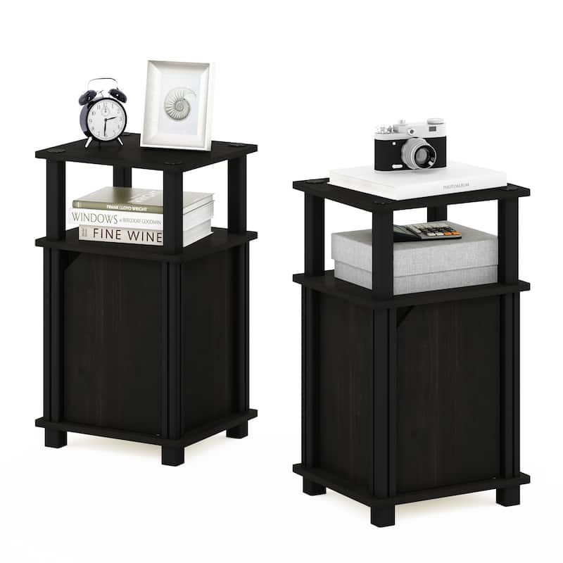 Furinno Brahms 3-Tier End Table with Door