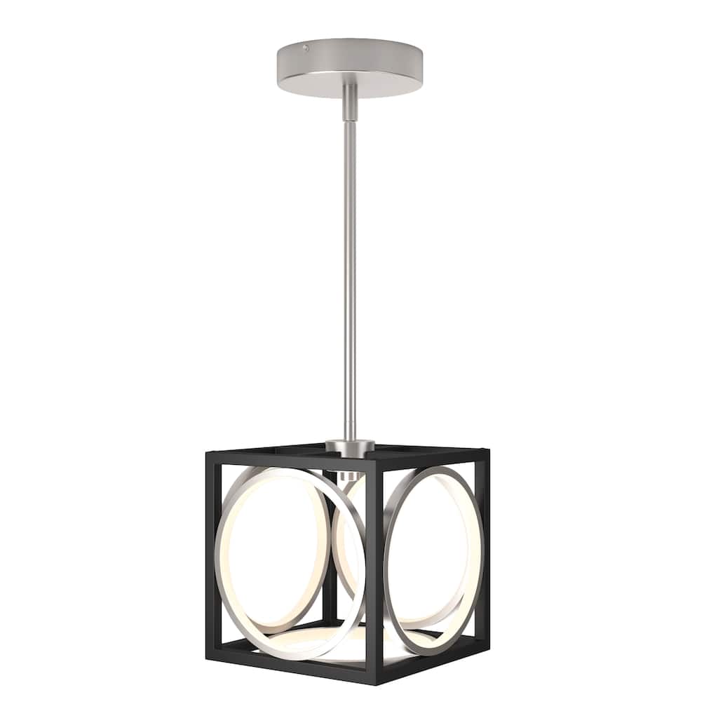 Artika Astoria LED Pendant Ceiling Light, Black & Brushed Nickel