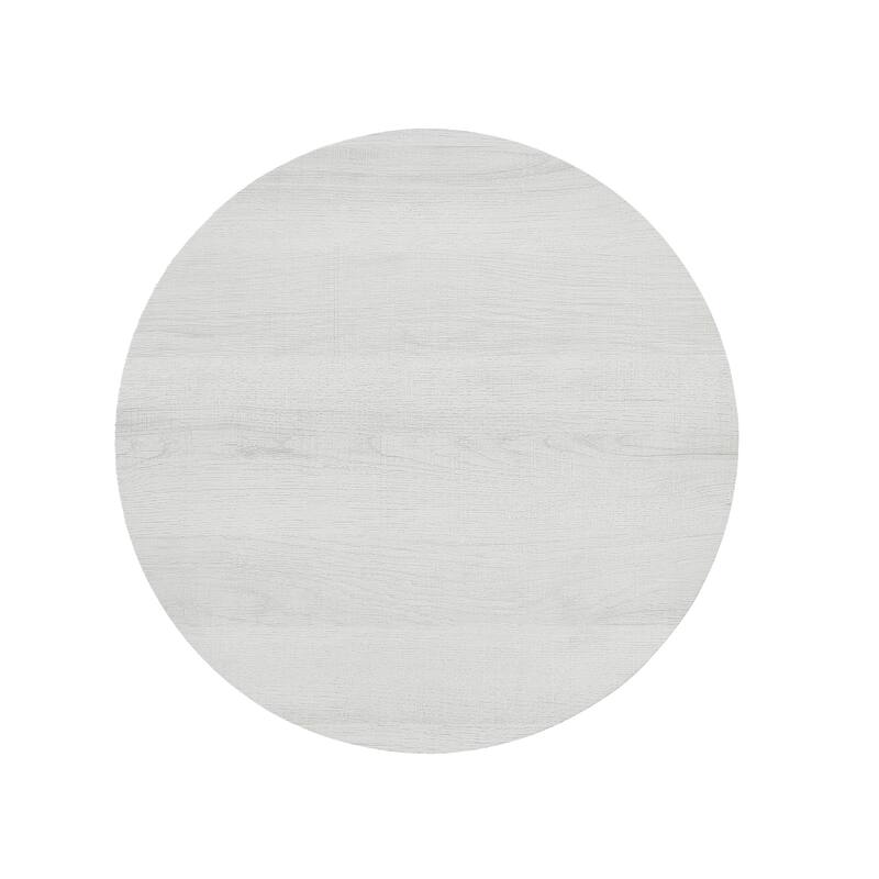 Contemporary Round End Table with Shelf, for Bedroom or Living Room, Off-White