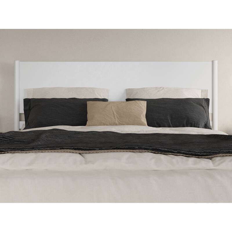 King Size Solid Wood Platform Bed - Low Profile Modern Bed Frame in White Finish